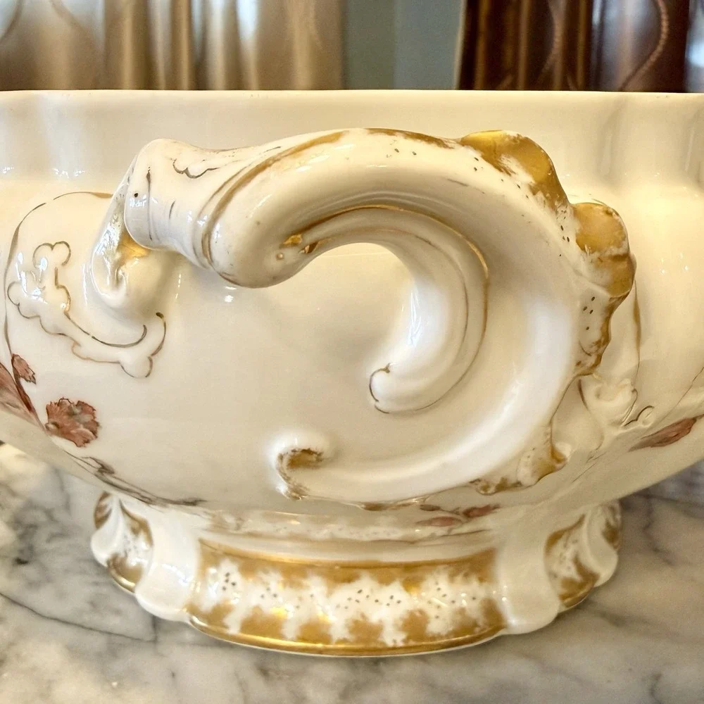 VTG Antique 1880s Haviland LIMOGES Oyster Shell Lid Soup Tureen‎ Hand Painted